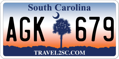 SC license plate AGK679