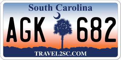 SC license plate AGK682