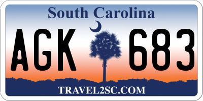 SC license plate AGK683