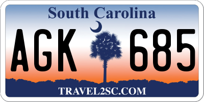 SC license plate AGK685