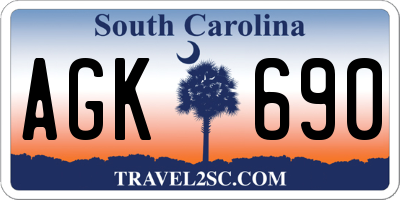 SC license plate AGK690