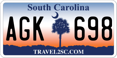 SC license plate AGK698