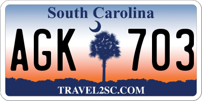 SC license plate AGK703