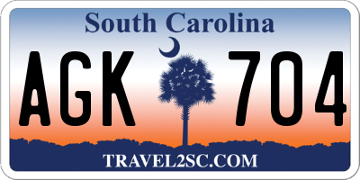 SC license plate AGK704