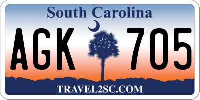 SC license plate AGK705