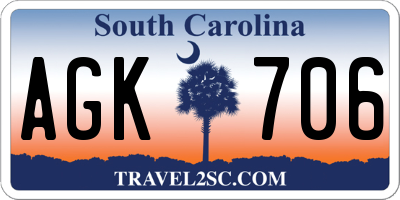 SC license plate AGK706