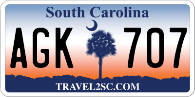 SC license plate AGK707