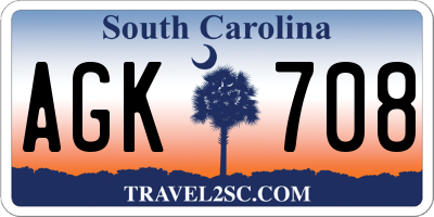 SC license plate AGK708
