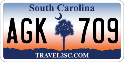 SC license plate AGK709