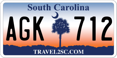 SC license plate AGK712