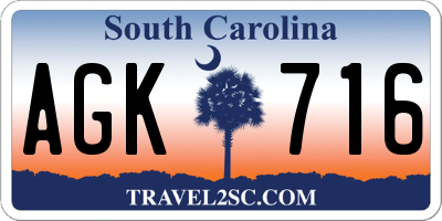 SC license plate AGK716