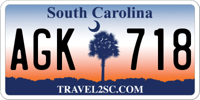SC license plate AGK718