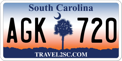 SC license plate AGK720