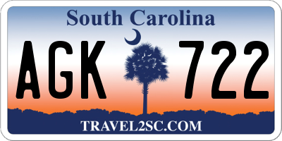 SC license plate AGK722