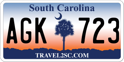SC license plate AGK723