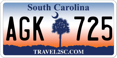 SC license plate AGK725