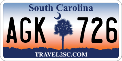SC license plate AGK726
