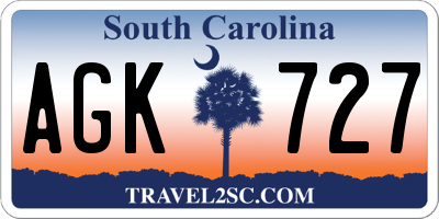 SC license plate AGK727
