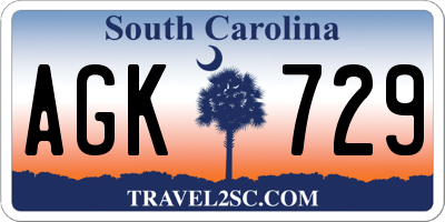 SC license plate AGK729