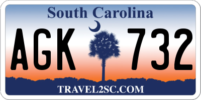 SC license plate AGK732