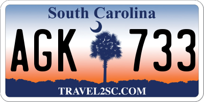 SC license plate AGK733