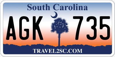 SC license plate AGK735