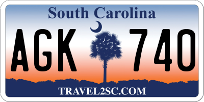 SC license plate AGK740