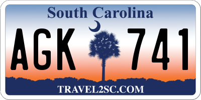 SC license plate AGK741
