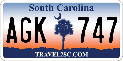 SC license plate AGK747