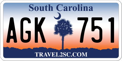 SC license plate AGK751