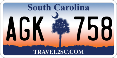 SC license plate AGK758