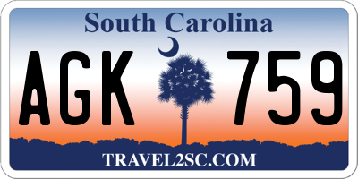SC license plate AGK759