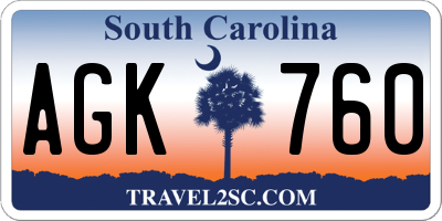 SC license plate AGK760