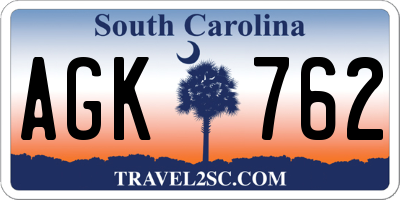 SC license plate AGK762