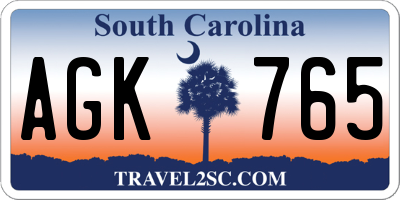 SC license plate AGK765