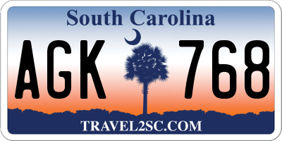 SC license plate AGK768