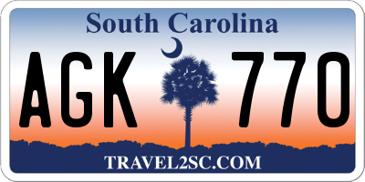 SC license plate AGK770