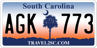 SC license plate AGK773