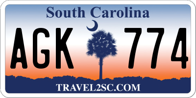 SC license plate AGK774