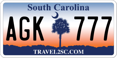 SC license plate AGK777