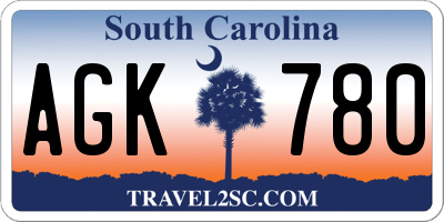 SC license plate AGK780