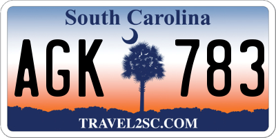 SC license plate AGK783