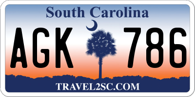 SC license plate AGK786