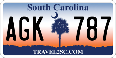 SC license plate AGK787