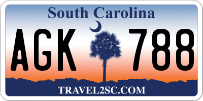 SC license plate AGK788