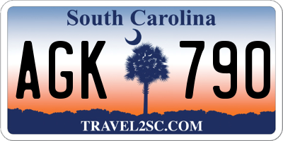 SC license plate AGK790