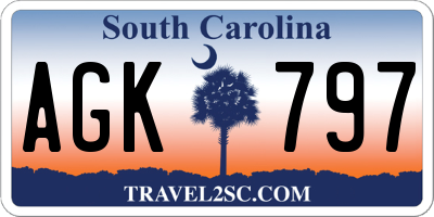 SC license plate AGK797