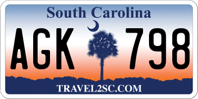 SC license plate AGK798
