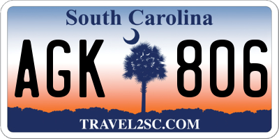 SC license plate AGK806