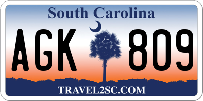 SC license plate AGK809